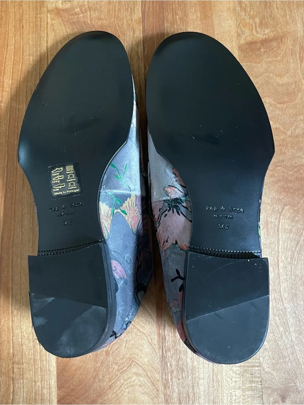 New Rag & Bone  Alix Gray Multicolor Floral Printed Velvet Loafers 36.5  6.5